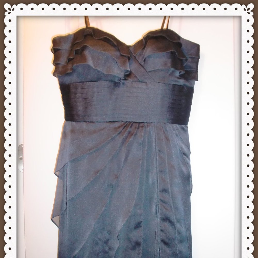 Adrianna Papell  Sweetheart Neckline Tiered Iridescent  Dress, Smoke , Size 4